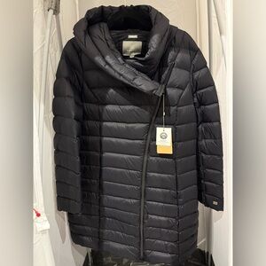 BNWT Soia & Kyo down filled Black puffer Jacket with Asymmetrical styled zipper